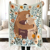 Personalized Mama Papa Bear Blanket with Kids Names, Custom Father's Day Gift, Mother's Day Gift, Birthday Gift, Christmas Gift for Mom Dad Grandma Grandpa