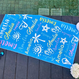 Personalized Beach Towel with Name, Custom Summer Beach Gift for Family & Friends Trip, Custom Name Gift for Family Vacation, Birthday, Kids and Adults