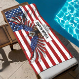 Personalized 4th of July Eagle Beach Towel with Name