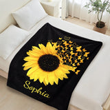 Custom Sunflower blanket, Personalized Blankets With Name, House Warming, Birthday Gift, Valentine's day Gift Blanket