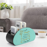 Personalized Remote Control Holder with Birth Month Flower, Name & Text , 5 Compartments Leather TV Remoter Caddy Desktop Organizer Makeup Brush Holder Storage Fits TV Remotes, Media Controllers, Office Supplies