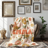Retro Floral Personalized Name Blanket, Custom Name Blanket for Baby, Child, or Adult , Cozy Gift for Christmas or Birthday