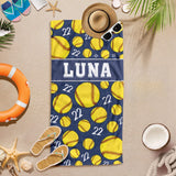 Personalized Sports Beach Towel with Name, Custom Summer Beach Gift for Family & Friends Girls Trip, Custom Name Gift for Family Vacation, Birthday, Kids and Adults
