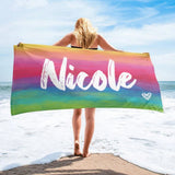 Personalized Beach Towel with Name, Custom Summer Beach Gift for Family & Friends Trip, Custom Name Gift for Family Vacation, Birthday, Kids and Adults
