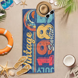 Personalized Birthday Beach Towel with Name, Year and Birth Month- Customizable Birthday Gift for Family and Friends