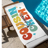 Personalized Cousin Crew Beach Towel with Name, Summer Beach Gift for Cousin, Custom Name Pool Towel, Matching Cousin Trip Gift, Family Vacation Gift