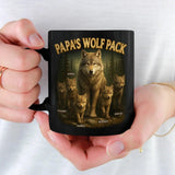 Personalized Papa's Wolf Pack Mug, Custom Wolf Dad Mug with Names, Father's Day Gift for Dad, Grandpa With Kids Names Mug