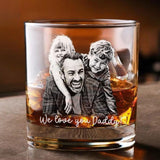 Custom Photo Dad Whiskey Glass, Personalized Fathers Day Gift From Son Daughter, Portrait Daddy Rocks Glass, New Dad Gift, Gift For Husband