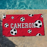Personalized Soccer Beach Towel, Custom Name Towel, Soccer Gift for Kids, Soccer Player Gift, Soccer Mom, Sports Beach Towel 30x60
