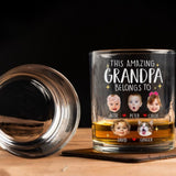 Custom Baby Face Whiskey Glass, This Amazing Grandpa Belongs To, Custom Grandkids Photo, Custom Grandpa Gift, Grandpa Birthday Whiskey Glass