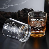 Fist Bumps And Good Times - Family Personalized Custom Whiskey Glass - Father's Day, Gift For Dad, Grandpa, Hands With Kids Names Glass