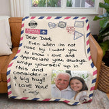 Personalized Fathers Day Blankets Gifts for Dad, Personalized Blanket to My Dad Gifts from Daughter Son, Letter Warm Soft Throw Blankets, Personalised Dad Gifts for Fathers Day