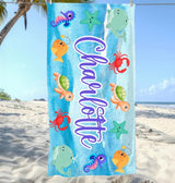 Personalized Kids Beach Towel, Custom Name Summer Gift for Boys or Girls