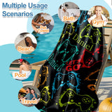 Personalized Game Beach Towel with Name, Custom Summer Beach Gift for Family & Friends Girls Trip, Custom Name Gift for Family Vacation, Birthday, Kids and Adults