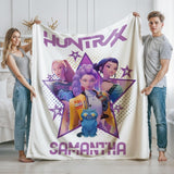Kpop Demon Hunters Custom Blanket, Kpop Fun Gift, Cozy K-Pop Demon Hunters Huntrix Blanket, Anime Inspired, Cute Huntrix Inspired Blanket
