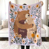 Personalized Mama Papa Bear Blanket with Kids Names, Custom Father's Day Gift, Mother's Day Gift, Birthday Gift, Christmas Gift for Mom Dad Grandma Grandpa