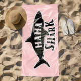 Personalized Shark Family Matching Beach Towel with Name, Custom Summer Beach Gift for Family Trip, Custom Name Gift for Family Vacation, Birthday, Kids and Adults