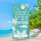 Personalized Name Retirement Beach Towel - Custom Retirement Towel, Retirement Gifts with Name, Funny Retiree Gift