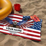 Personalized 4th of July Eagle Beach Towel with Name