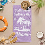 Personalized Beach Towel with Name and Text for Birthday Trip - Custom Birthday Vacation Beach Towel