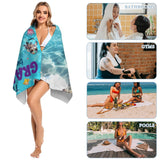 Personalized Beach Towel with Kids Name for Grandma, Mama, Dad, Grandpa