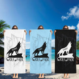 Personalized Wolf Family Matching Beach Towel with Name, Custom Summer Beach Gift for Family Trip, Custom Name Gift for Family Vacation, Birthday, Kids and Adults