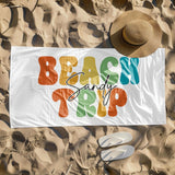 Custom Beach Towel with Any Text and Name, Summer Vacation Gift, Beach Pool Party, Family Vacation, Cruise Gifts,Bachelorette Trip Towels,Personalized Beach Towel