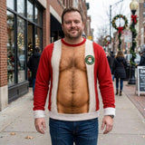 3D Fake Hairy Santa Sweatshirt, Funny Santa Claus Ugly Christmas Sweatshirt, Gag Gift for Husband, Cute 3D Holiday Sweater