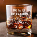 Custom Like Father Like Daughter Whiskey Glass, Fist Bump Dad, Whiskey Glass With Kids Names, Father's Day Gift, New Dad Gift, Birthday Gift