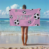 Personalized Soccer Beach Towel, Custom Name Towel, Soccer Gift for Kids, Soccer Player Gift, Soccer Mom, Sports Beach Towel 30x60