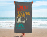 Custom Fathers Day Gift, Personalized Legend Husband Dad Grandpa Beach Towel, Gifts for Grandpa, Birthday Gift For Papa, Gift for dad