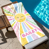 Personalized Beach Towel with Name, Custom Summer Beach Gift for Family & Friends Girls Trip, Custom Name Gift for Family Vacation, Birthday, Kids and Adults