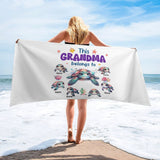 Personalized Beach Towel with Kids Name for Grandma, Mama, Dad, Grandpa
