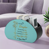 Personalized Remote Control Holder with Birth Month Flower, Name & Text , 5 Compartments Leather TV Remoter Caddy Desktop Organizer Makeup Brush Holder Storage Fits TV Remotes, Media Controllers, Office Supplies