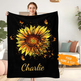 Custom Sunflower blanket, Personalized Blankets With Name, House Warming, Birthday Gift, Valentine's day Gift Blanket