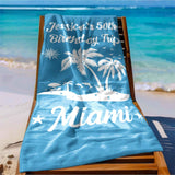 Personalized Beach Towel with Name and Text for Birthday Trip - Custom Birthday Vacation Beach Towel