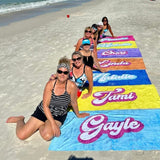 Personalized Retro Beach Towel with Name – Custom Birthday & Vacation Gift for Kids and Adults, Multi Style Summer Beach Accessory