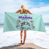 Personalized Beach Towel with Kids Name for Grandma, Mama, Dad, Grandpa