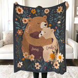 Personalized Mama Papa Bear Blanket with Kids Names, Custom Father's Day Gift, Mother's Day Gift, Birthday Gift, Christmas Gift for Mom Dad Grandma Grandpa