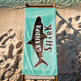 Personalized Shark Family Matching Beach Towel with Name, Custom Summer Beach Gift for Family Trip, Custom Name Gift for Family Vacation, Birthday, Kids and Adults