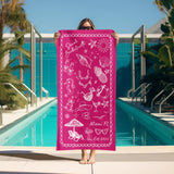 Personalized Bachelorette Beach Towel, Custom Location And Name Bachelorette Party Pool Towel, Bachelorette Trip Gift, Bride, Bridal Shower