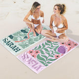 Personalized Retro Beach Towel with Name,Groovy Vibes Beach,Retro Floral Towel,Pool Towel,Bachelorette Party,Vacation Gift,Summer Trip Towel
