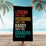 Custom Fathers Day Gift, Personalized Legend Husband Dad Grandpa Beach Towel, Gifts for Grandpa, Birthday Gift For Papa, Gift for dad