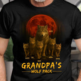 Personalized Grandpa's Wolf Pack Shirt, Custom Papa With Kids Names Shirt, Personalized Wolf Pack Tee, Gift for Grandpa, Father's Day Gift