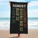 Custom Fathers Day Gift, Custom Legend Husband Dad Grandpa Beach Towel, Birthday Gift For Grandpa Papaw, Gifts for Daddy, Papa