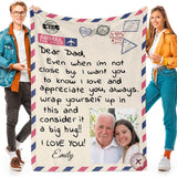 Personalized Fathers Day Blankets Gifts for Dad, Personalized Blanket to My Dad Gifts from Daughter Son, Letter Warm Soft Throw Blankets, Personalised Dad Gifts for Fathers Day