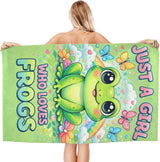 Cute Frog Beach Towel, Soft Lightweight Microfiber Quick Dry Bath Towels Gifts for Bathroom, Pool, Travel, Swimming Decor