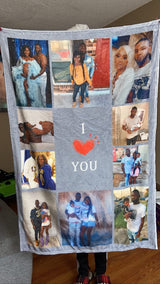 I Love You Couples Gifts - Custom Photo Blanket for Girlfriend Boyfriend Gifts, Personalized Picture Blankets for Christmas Couples Gifts