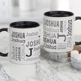 Trendy Repeating Name Personalized Coffee Mug, Gifts for Her, Mothers Day Gifts, Fathers Day Gift, Custom Coffee Cup, Mom Gift