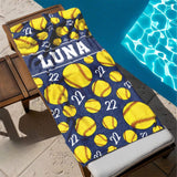 Personalized Sports Beach Towel with Name, Custom Summer Beach Gift for Family & Friends Girls Trip, Custom Name Gift for Family Vacation, Birthday, Kids and Adults